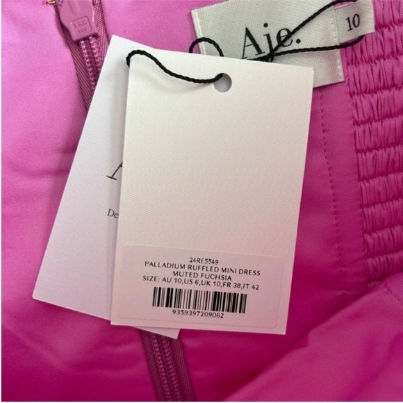 Aje Palladium Ruffle Strapless Mini Dress Pink NWT - Picture 9 of 10